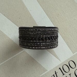 Express Black & Gunmetal Rhinestone Chain Cuff Bracelet